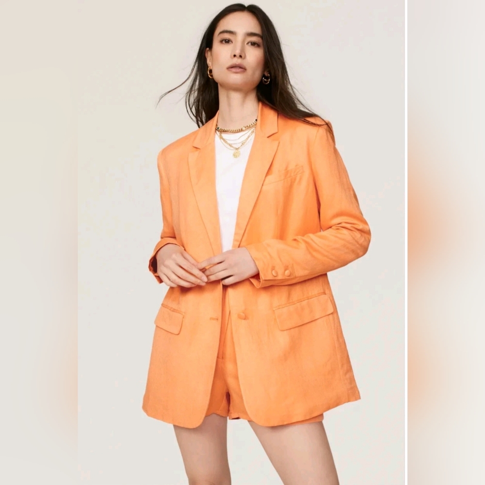 ASHLEY PARK X RTR WOMEN'S ORANGE LINEN BLAZER SIZE MEDIUM